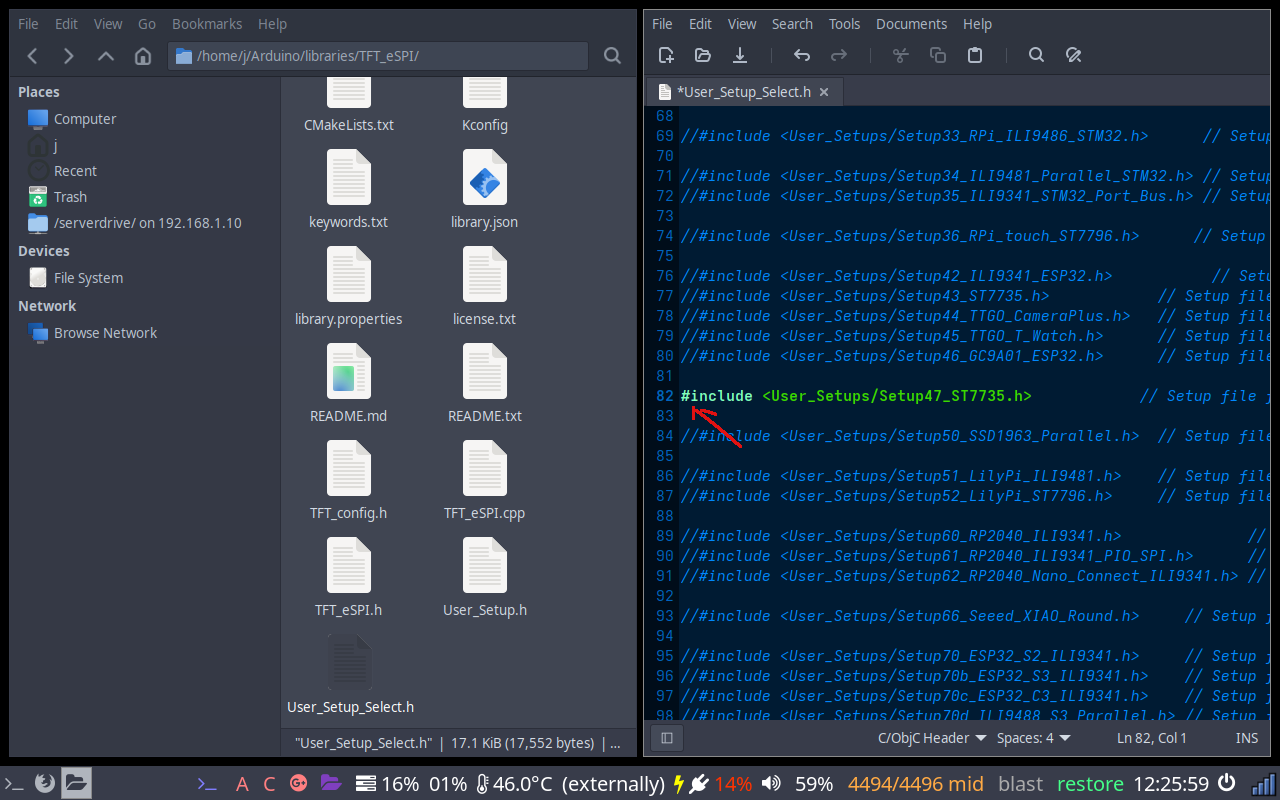 User_Setup_Select.h with Setup47_ST7735.h uncommented